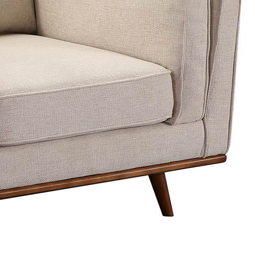 Single Seater Armchair Sofa Modern Lounge Accent Chair in Beige Fabric with Wooden Frame - Cosy Abode