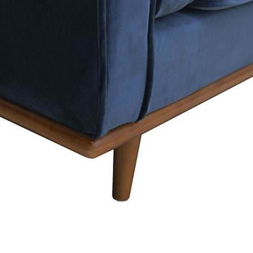 Single Seater Armchair Sofa Modern Lounge Accent Chair in Soft Blue Velvet with Wooden Frame - Cosy Abode