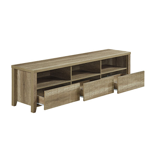 TV Cabinet 3 Storage Drawers with Shelf Natural Wood like MDF Entertainment Unit in Oak Colour - Cosy Abode