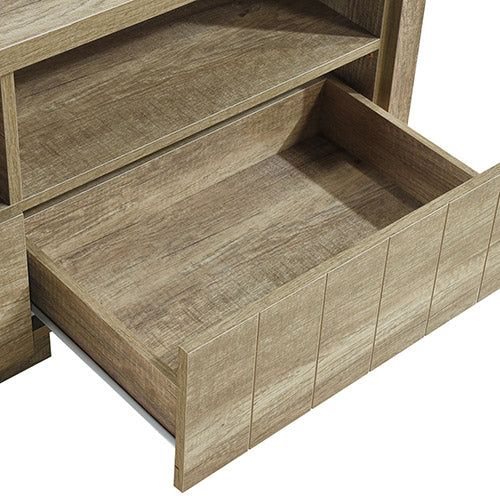 TV Cabinet 3 Storage Drawers with Shelf Natural Wood like MDF Entertainment Unit in Oak Colour - Cosy Abode