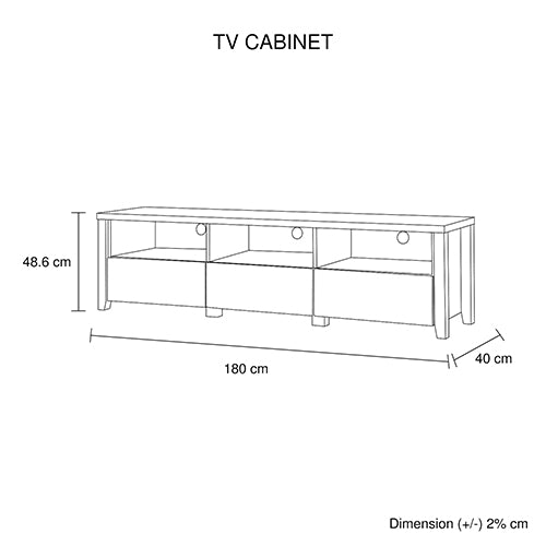 TV Cabinet 3 Storage Drawers with Shelf Natural Wood like MDF Entertainment Unit in Oak Colour - Cosy Abode
