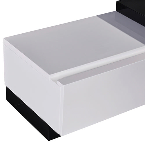 TV Cabinet with 2 Storage Drawers With High Glossy Assembled Entertainment Unit in Black & White colour - Cosy Abode