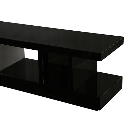TV Cabinet with 2 Storage Drawers With High Glossy Assembled Entertainment Unit in Black & White colour - Cosy Abode