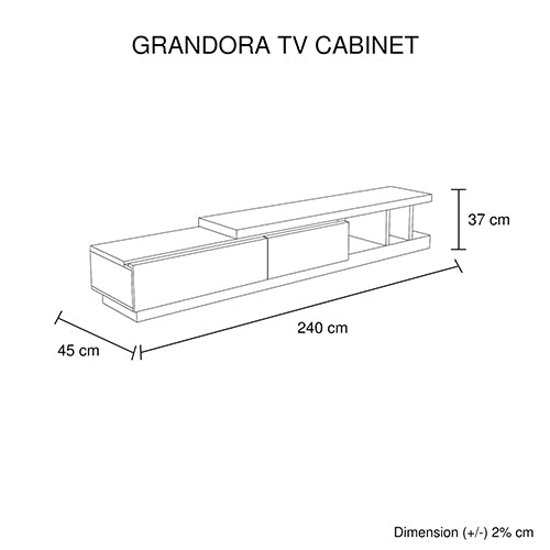 TV Cabinet with 2 Storage Drawers With High Glossy Assembled Entertainment Unit in White Ash colour - Cosy Abode