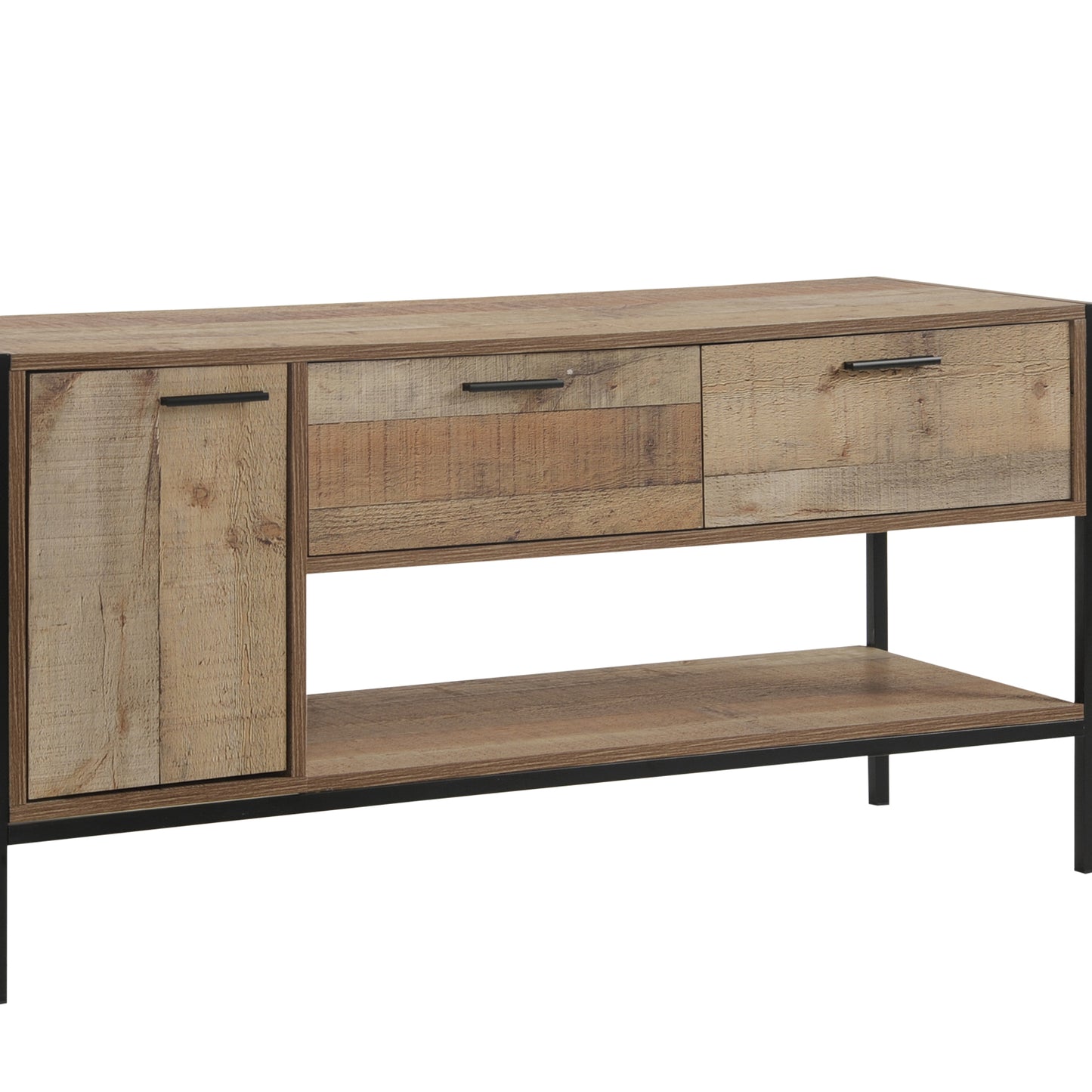 TV Cabinet with 2 Storage Drawers Cabinet Natural Wood Like Particle board Entertainment Unit in Oak colour - Cosy Abode