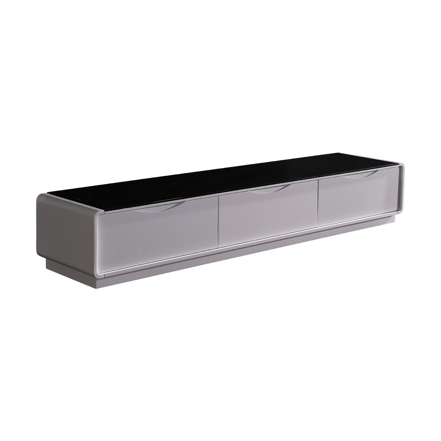 TV Cabinet with 3 Storage Drawers With High Glossy Assembled Entertainment Unit in Black & White colour - Cosy Abode