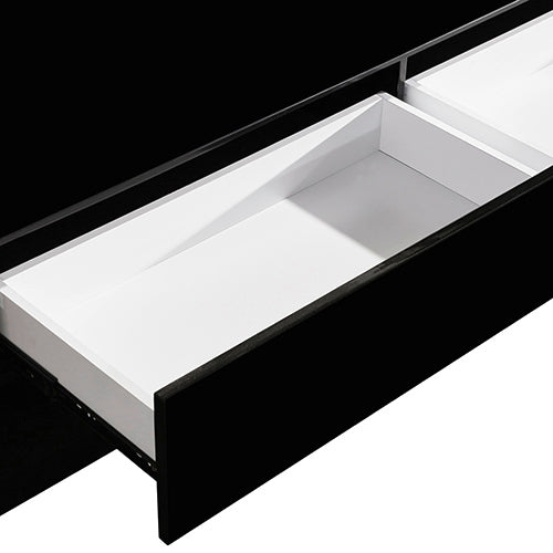 TV Cabinet with 3 Storage Drawers With High Glossy Assembled Entertainment Unit in Black colour - Cosy Abode