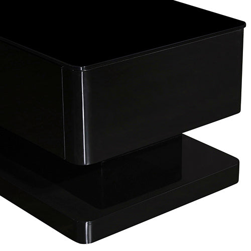 TV Cabinet with 3 Storage Drawers With High Glossy Assembled Entertainment Unit in Black colour - Cosy Abode
