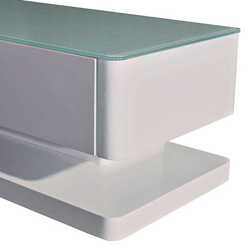 TV Cabinet with 3 Storage Drawers With High Glossy Assembled Entertainment Unit in White colour - Cosy Abode