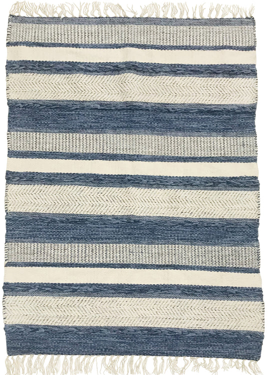 Striped blue/white rug120x180 CM - Cosy Abode