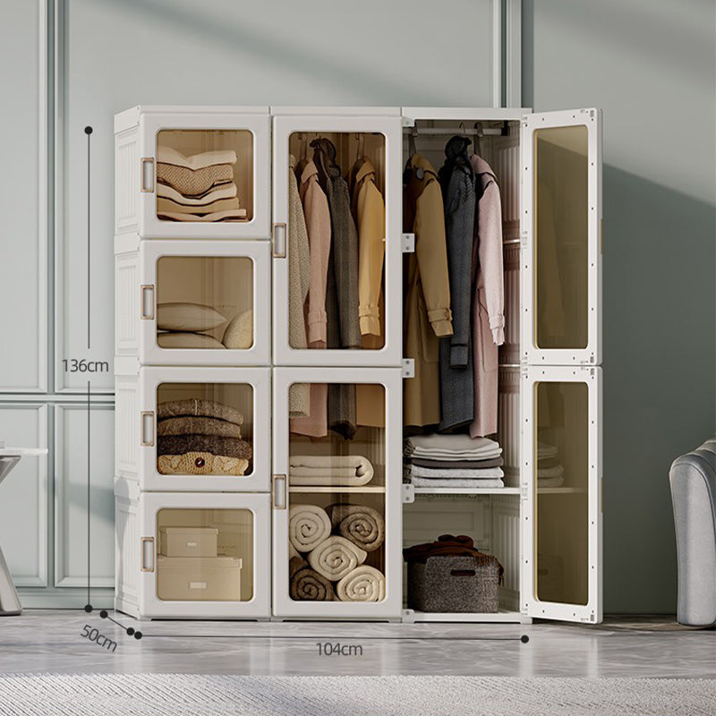Kylin Cubes Storage Folding Cabinet Wardrobe With 12 Grids & 8 Doors & 2 Hangers - Cosy Abode