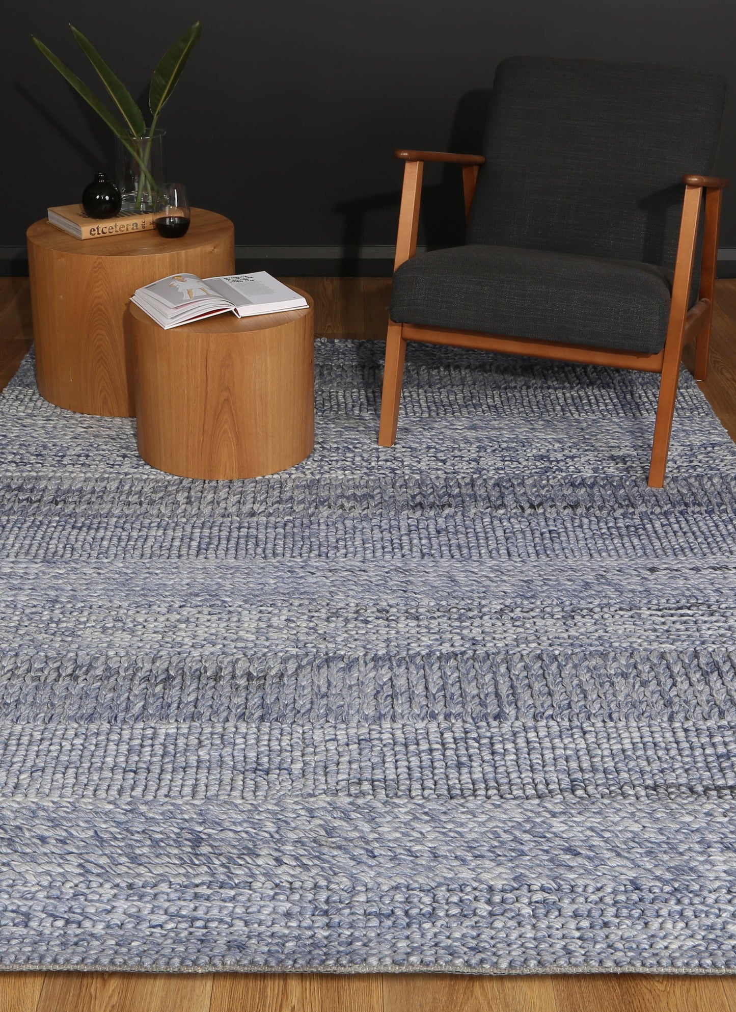 Harlow Grace Blue Wool Blend Rug 160x230 - Cosy Abode