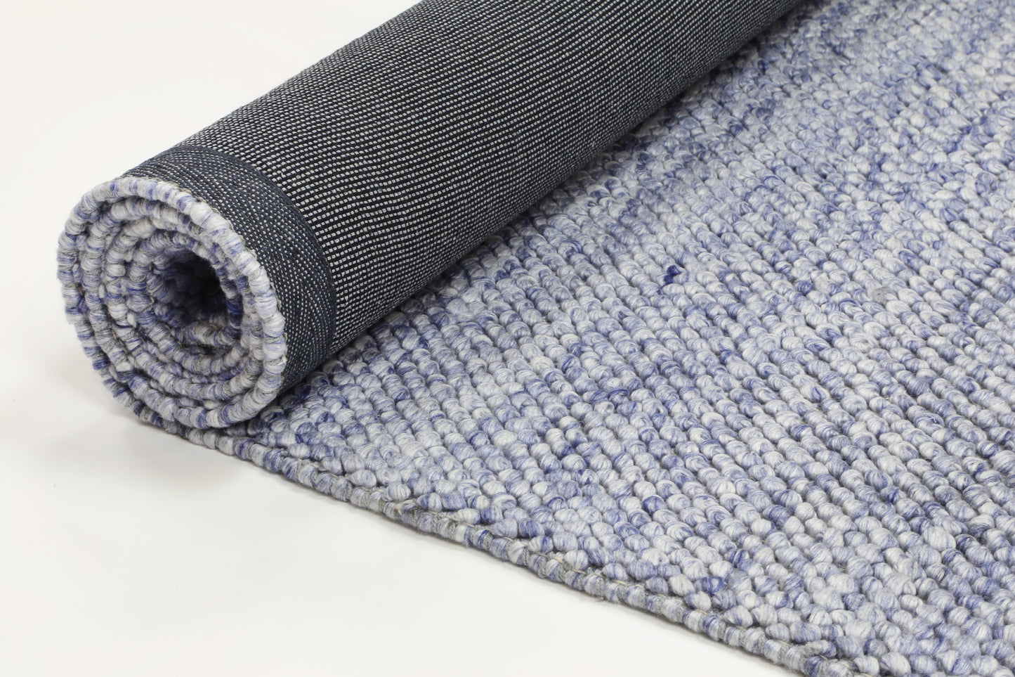 Harlow Loopy Blue Wool Blend Rug 160x230 - Cosy Abode