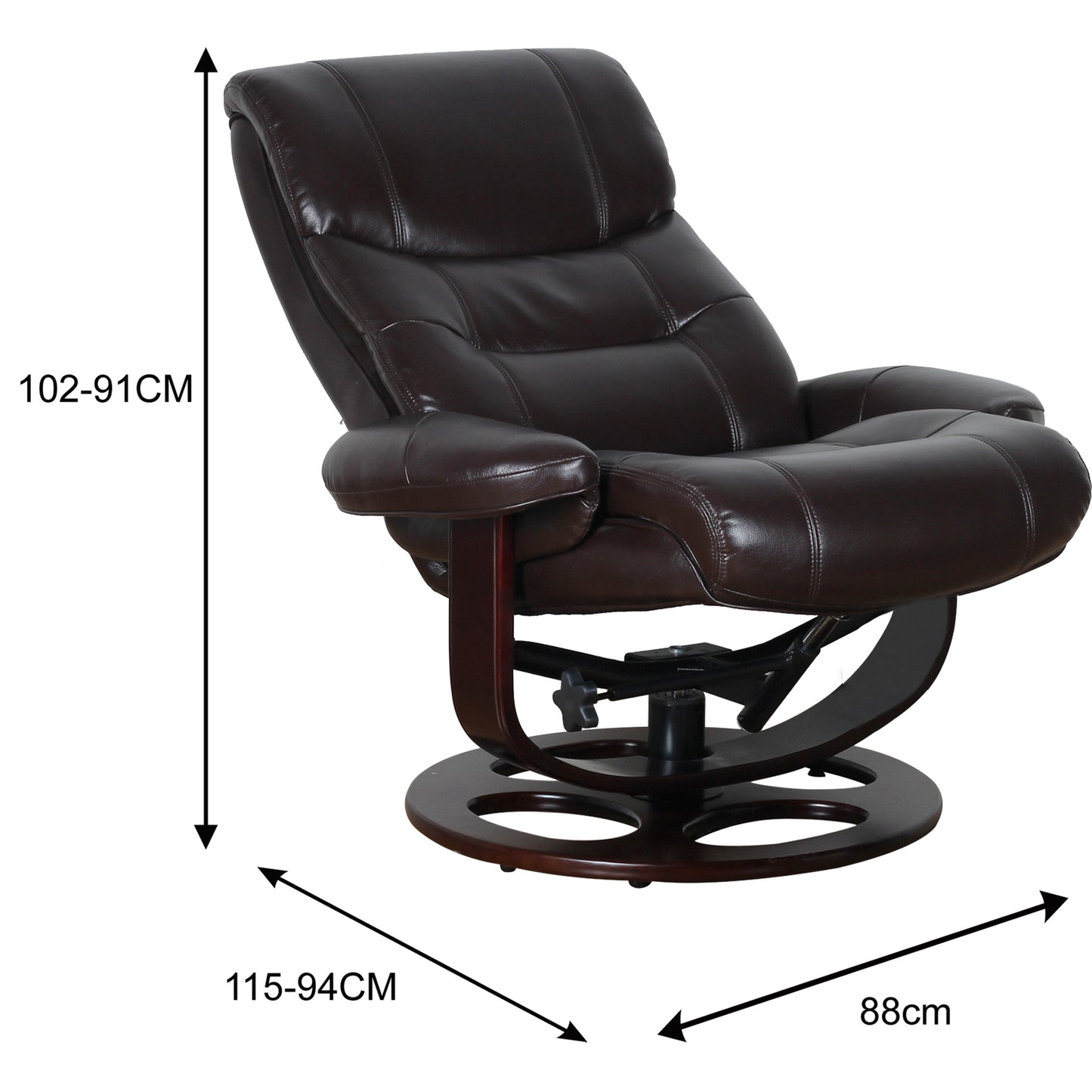 Julio Faux Leather Premium Reclining Lounge Arm Chair w/ Ottoman Swivel Sofa - Cosy Abode
