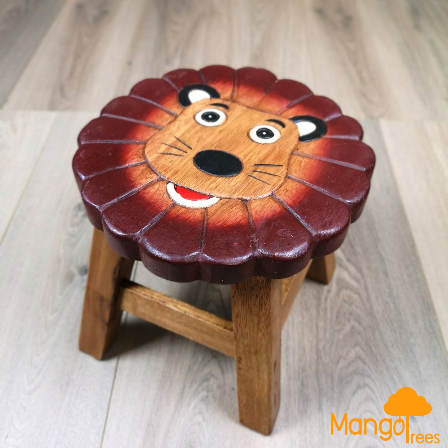 Kids Wooden Stool Lion - Cosy Abode