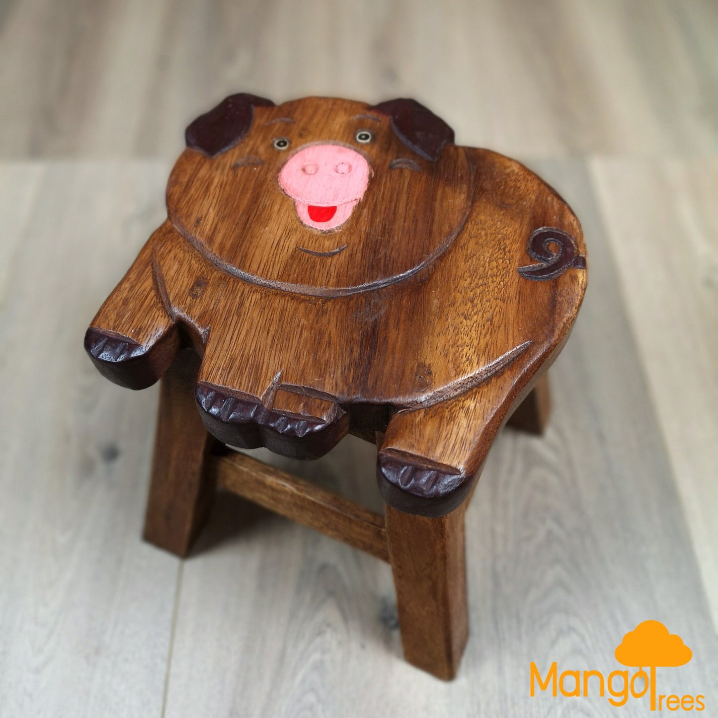 Kids Wooden Stool Pig - Cosy Abode