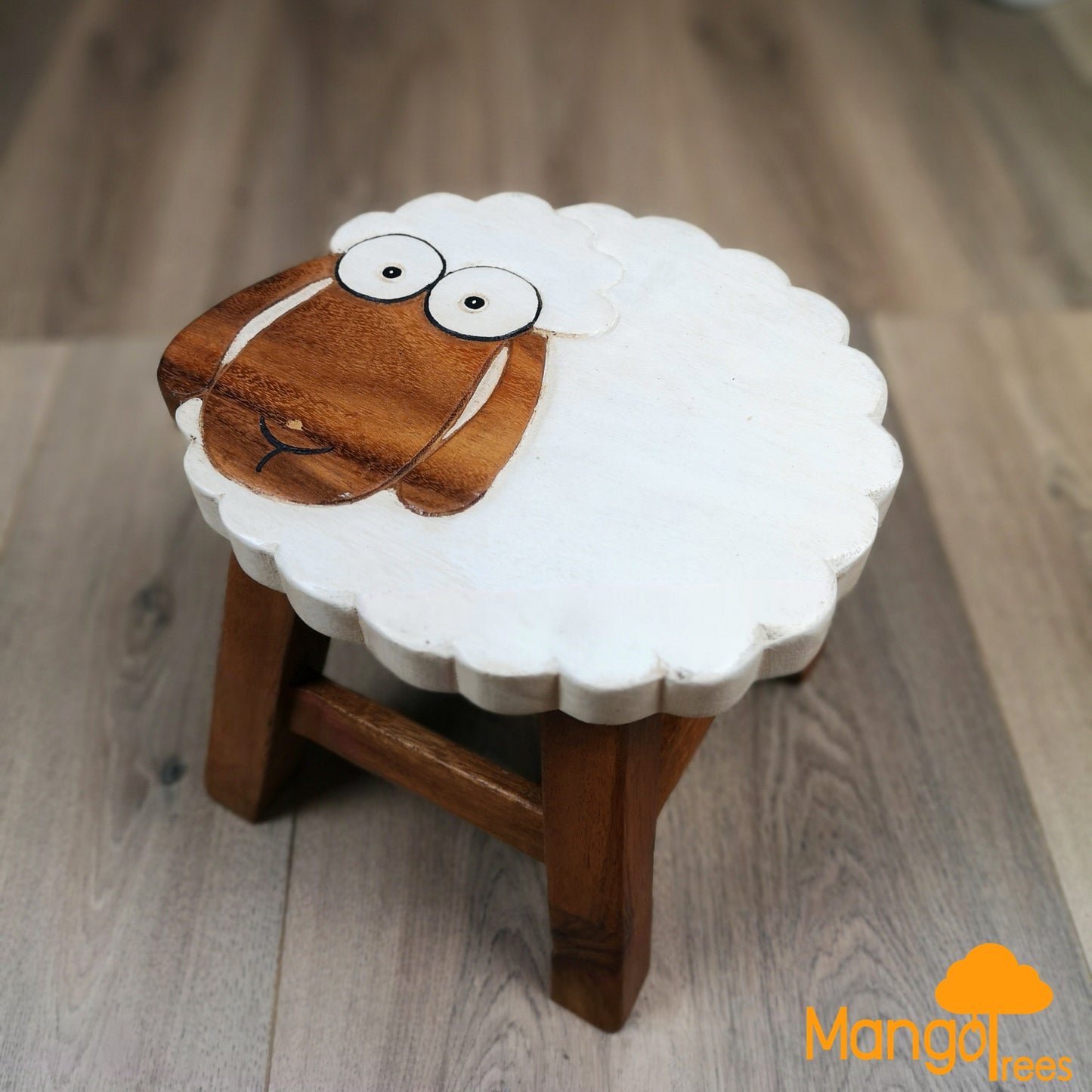 Kids Wooden Stool Long Ear Sheep - Cosy Abode