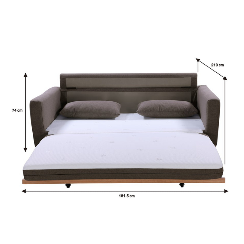 SHASA 2 Seater Pull-out Sofa bed Grey taupe - Cosy Abode