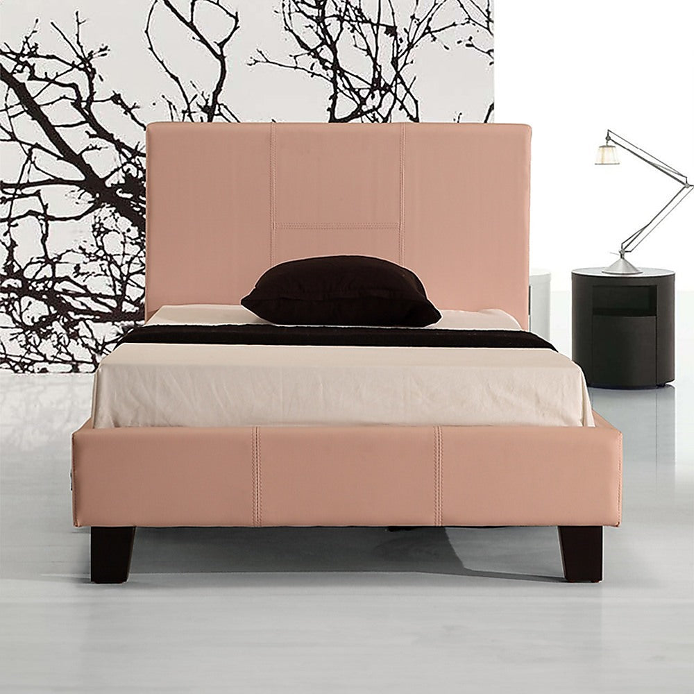 Single PU Leather Bed Frame Pink - Cosy Abode