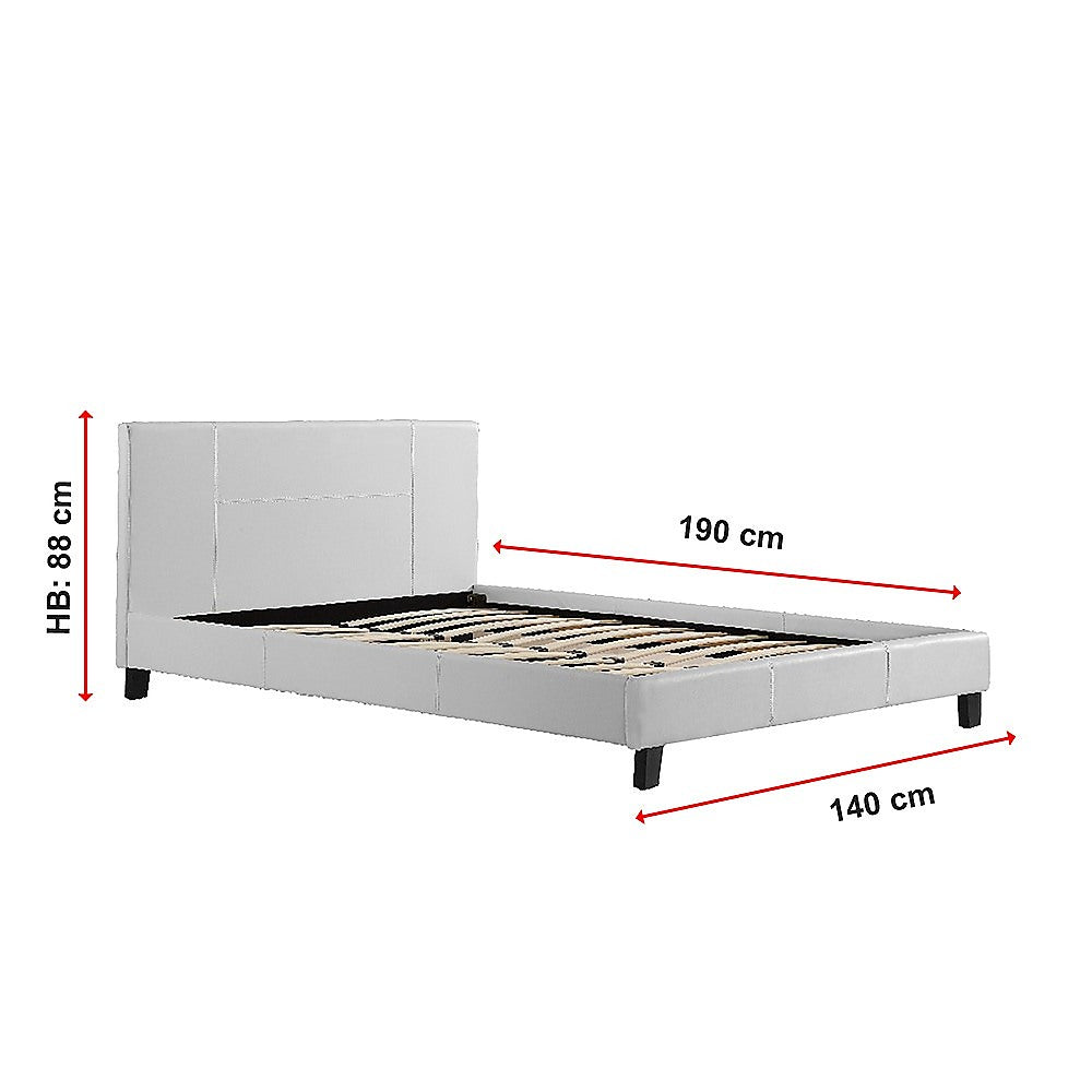 Double PU Leather Bed Frame White - Cosy Abode