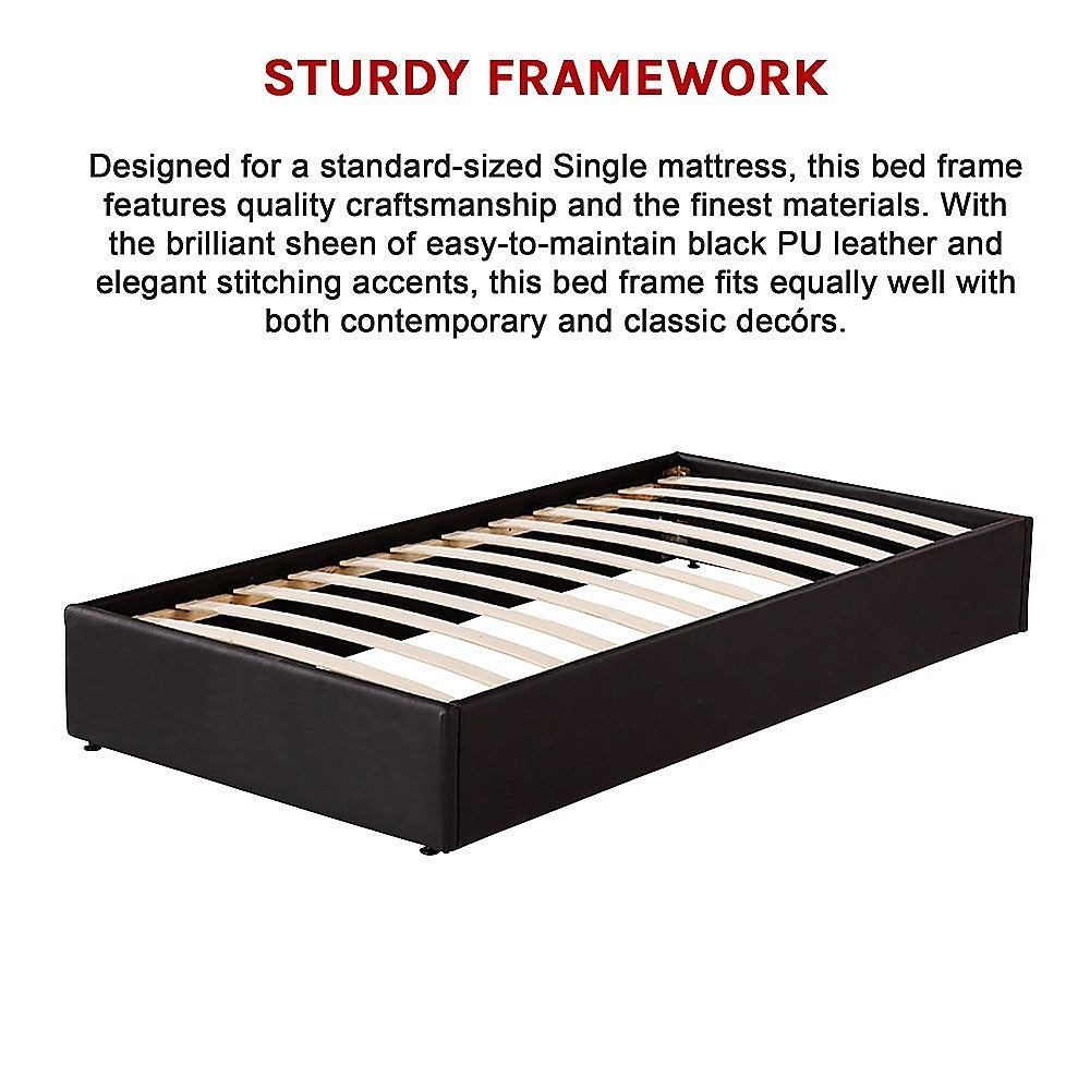 PU Leather Single Bed Ensemble Frame - Cosy Abode