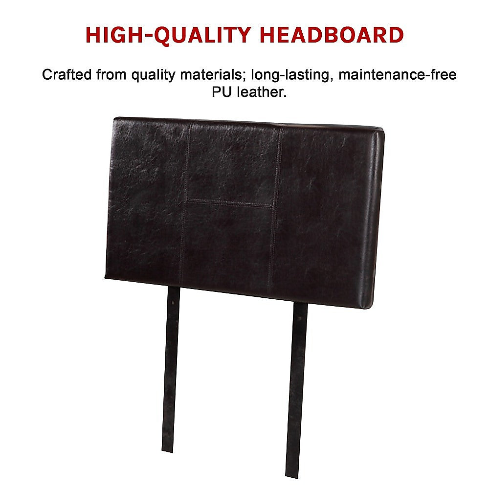 PU Leather Single Bed Headboard Bedhead - Brown - Cosy Abode