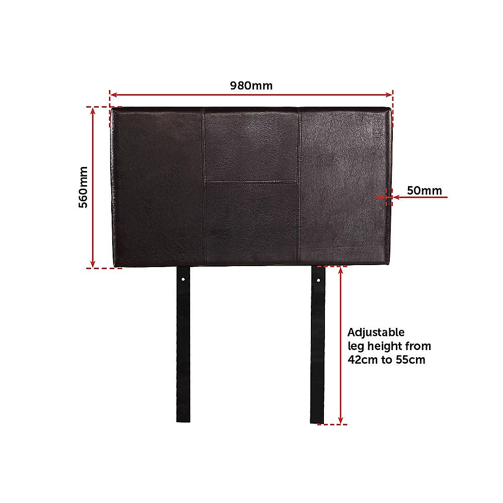 PU Leather Single Bed Headboard Bedhead - Brown - Cosy Abode