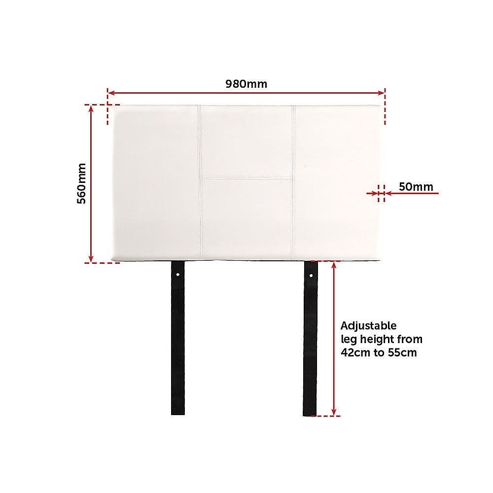 PU Leather Single Bed Headboard Bedhead - White - Cosy Abode