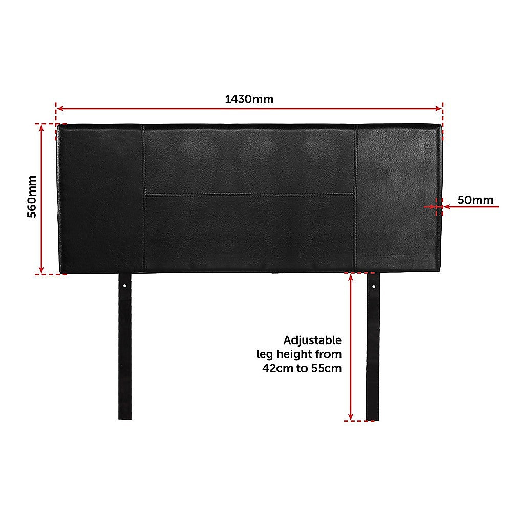 PU Leather Double Bed Headboard Bedhead - Black - Cosy Abode