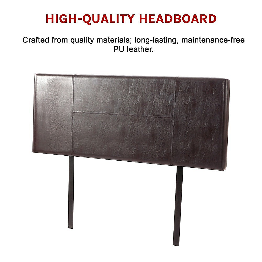 PU Leather Double Bed Headboard Bedhead - Brown - Cosy Abode