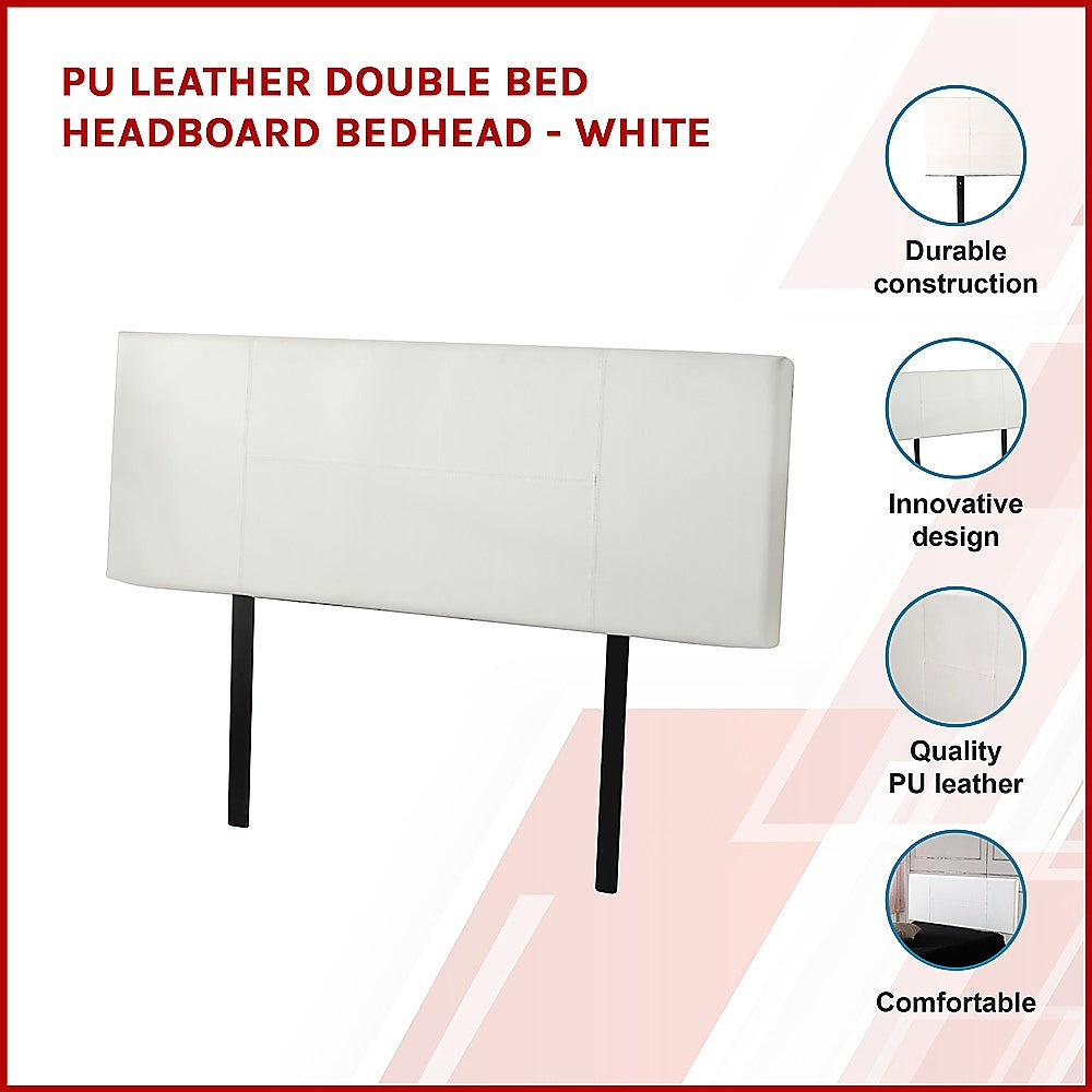 PU Leather Double Bed Headboard Bedhead - White - Cosy Abode