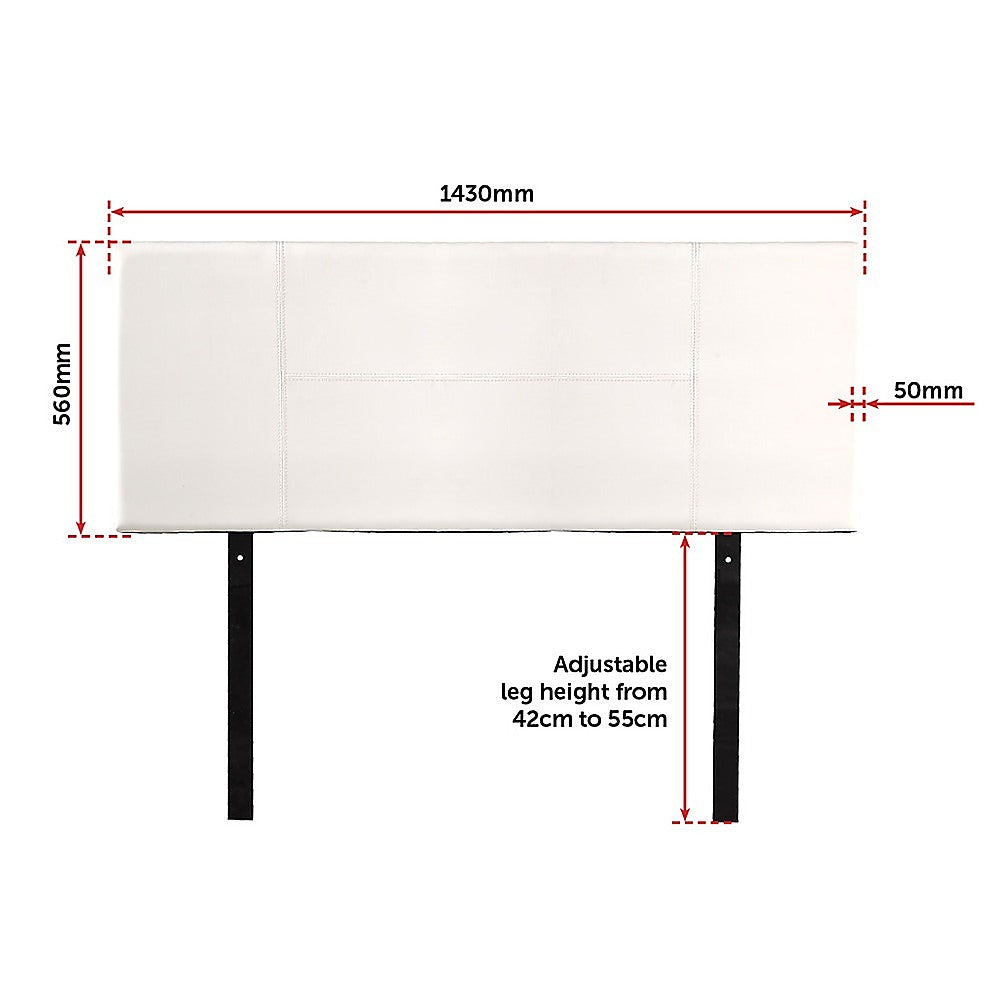 PU Leather Double Bed Headboard Bedhead - White - Cosy Abode