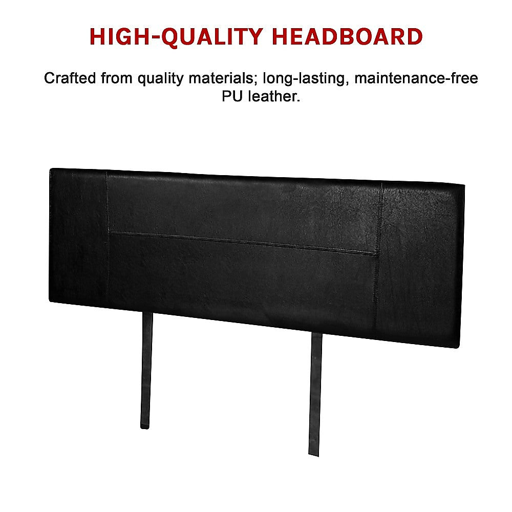 PU Leather Queen Bed Headboard Bedhead - Black - Cosy Abode