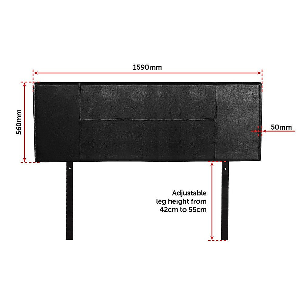 PU Leather Queen Bed Headboard Bedhead - Black - Cosy Abode