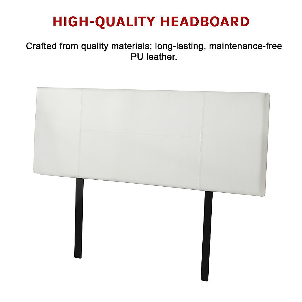 PU Leather Queen Bed Headboard Bedhead - White - Cosy Abode