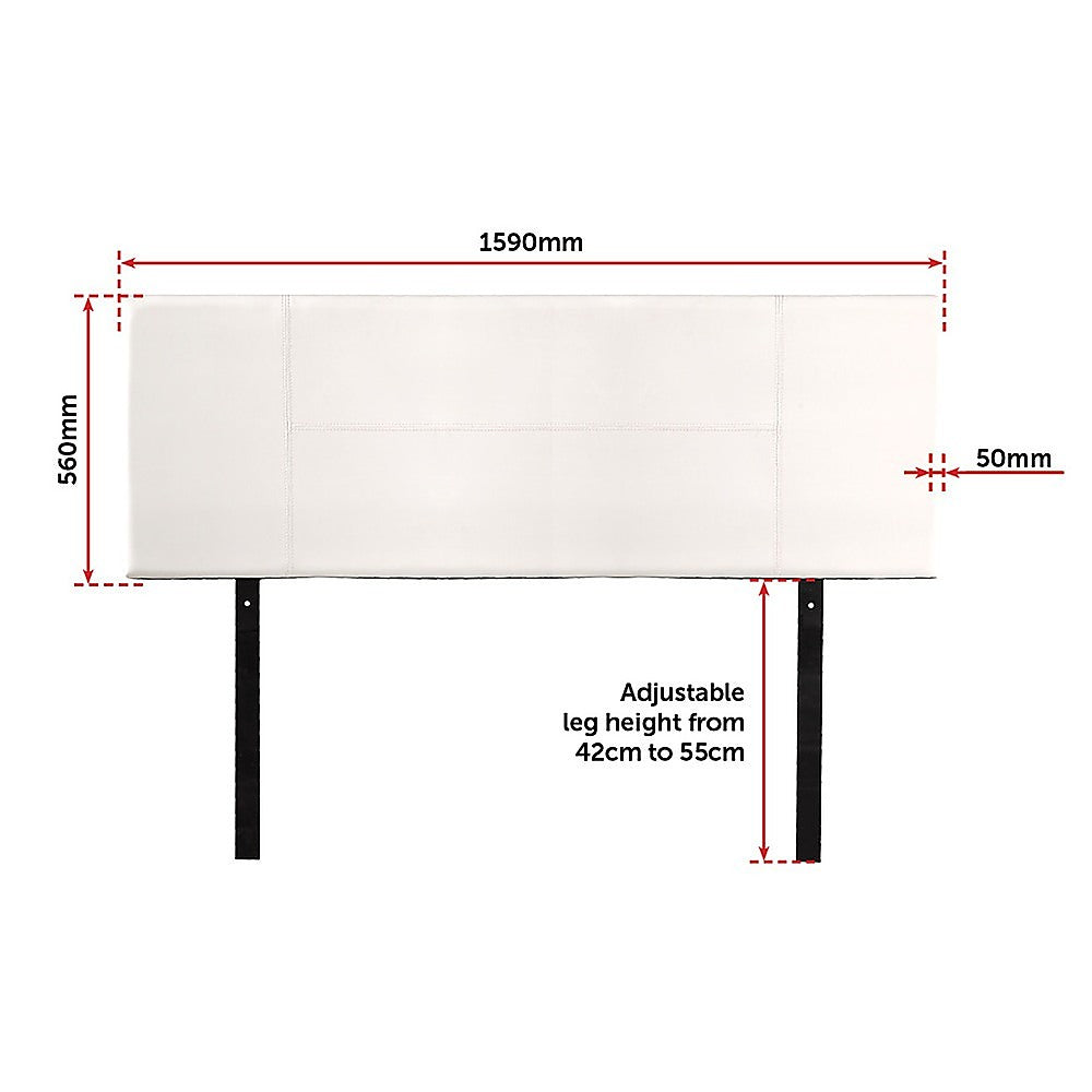 PU Leather Queen Bed Headboard Bedhead - White - Cosy Abode