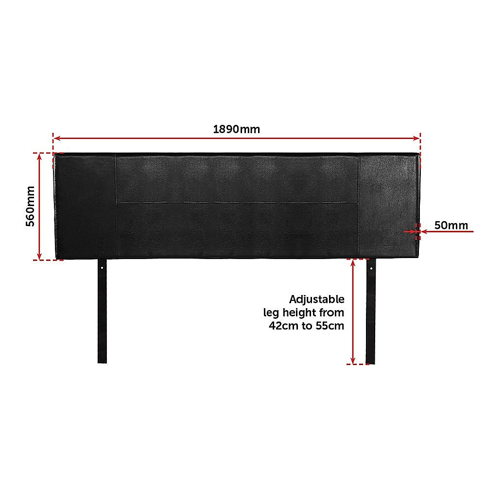 PU Leather King Bed Headboard Bedhead - Black - Cosy Abode