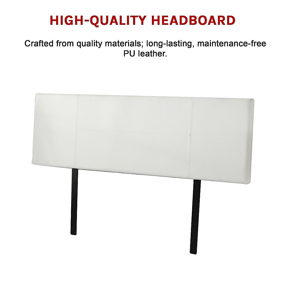 PU Leather King Bed Headboard Bedhead - White - Cosy Abode