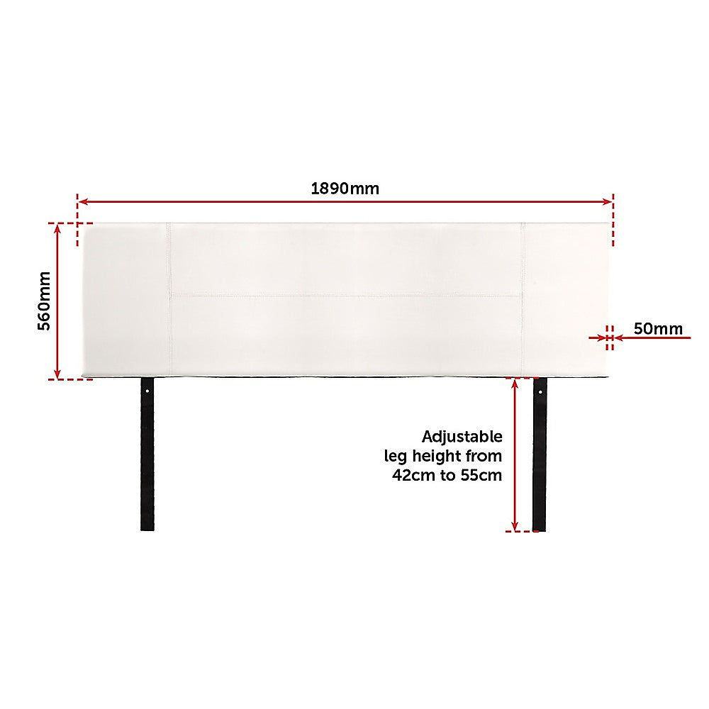 PU Leather King Bed Headboard Bedhead - White - Cosy Abode