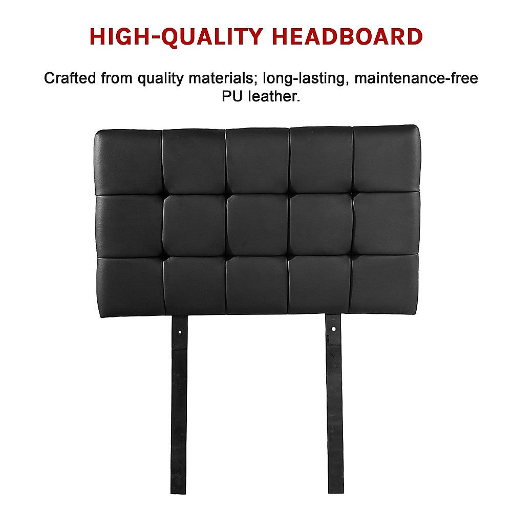 PU Leather Single Bed Deluxe Headboard Bedhead - Black - Cosy Abode