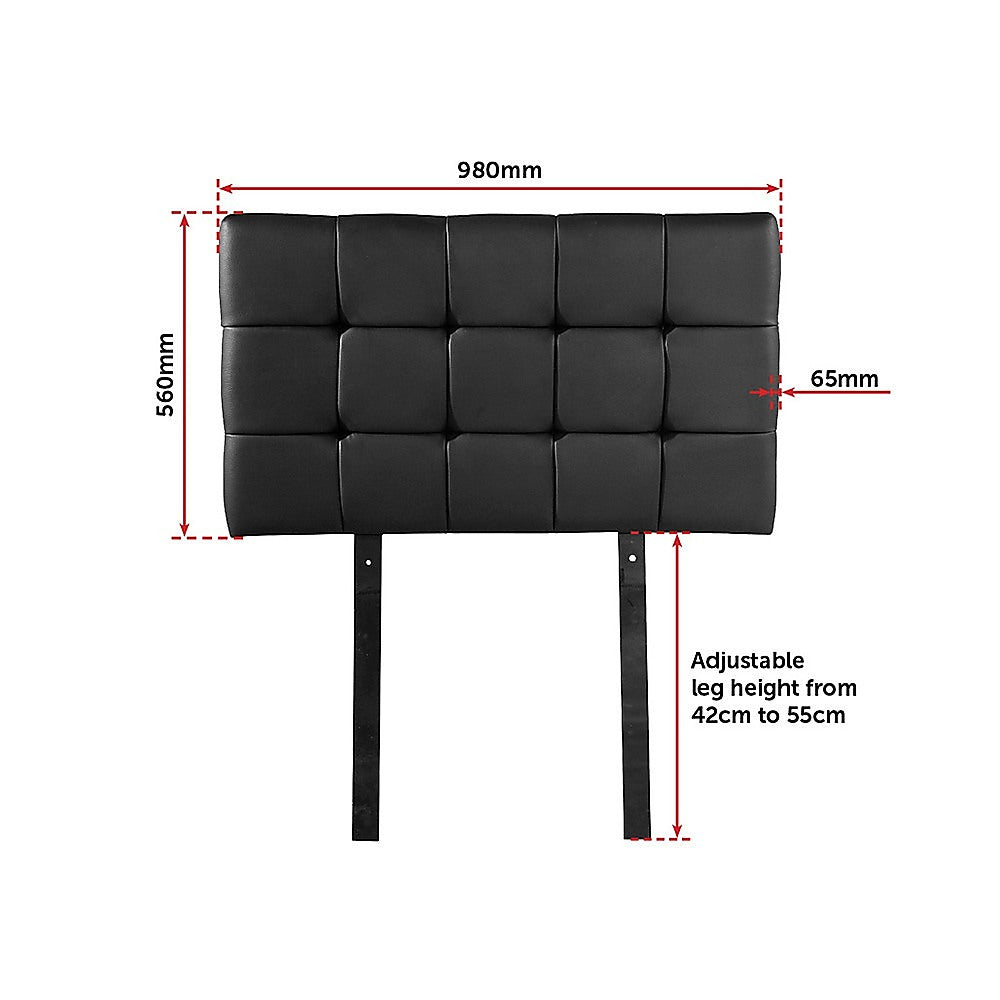 PU Leather Single Bed Deluxe Headboard Bedhead - Black - Cosy Abode