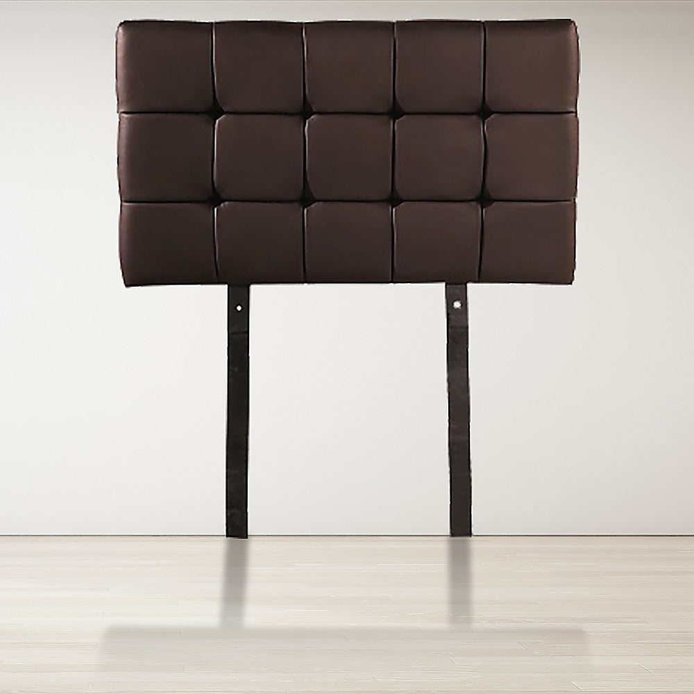 PU Leather Single Bed Deluxe Headboard Bedhead - Brown - Cosy Abode