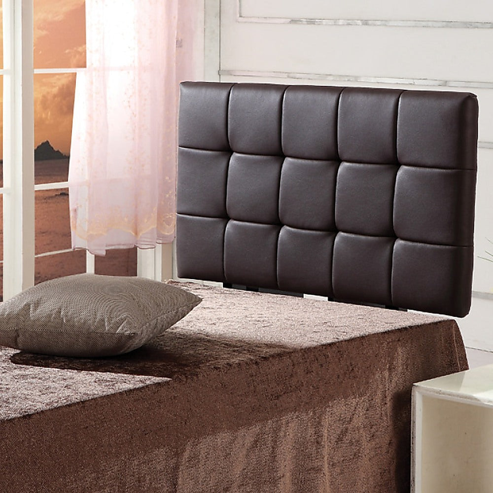 PU Leather Single Bed Deluxe Headboard Bedhead - Brown - Cosy Abode
