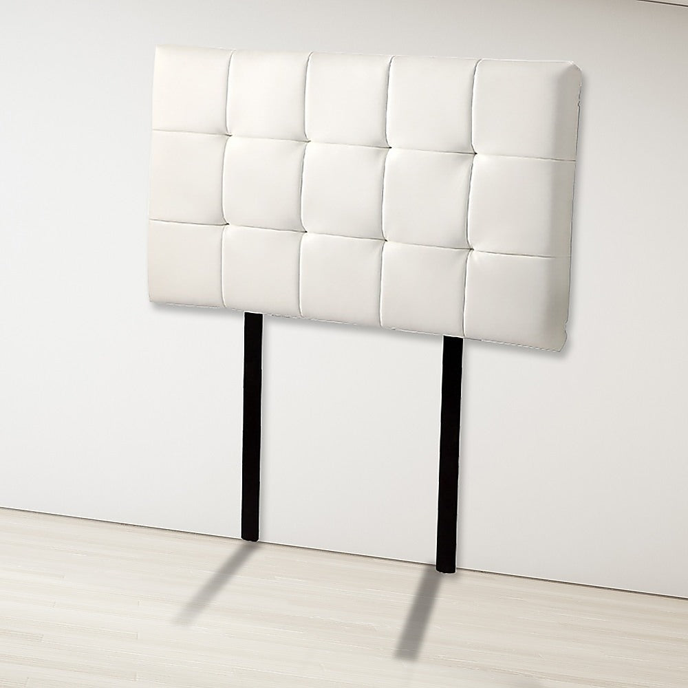 PU Leather Single Bed Deluxe Headboard Bedhead - White - Cosy Abode