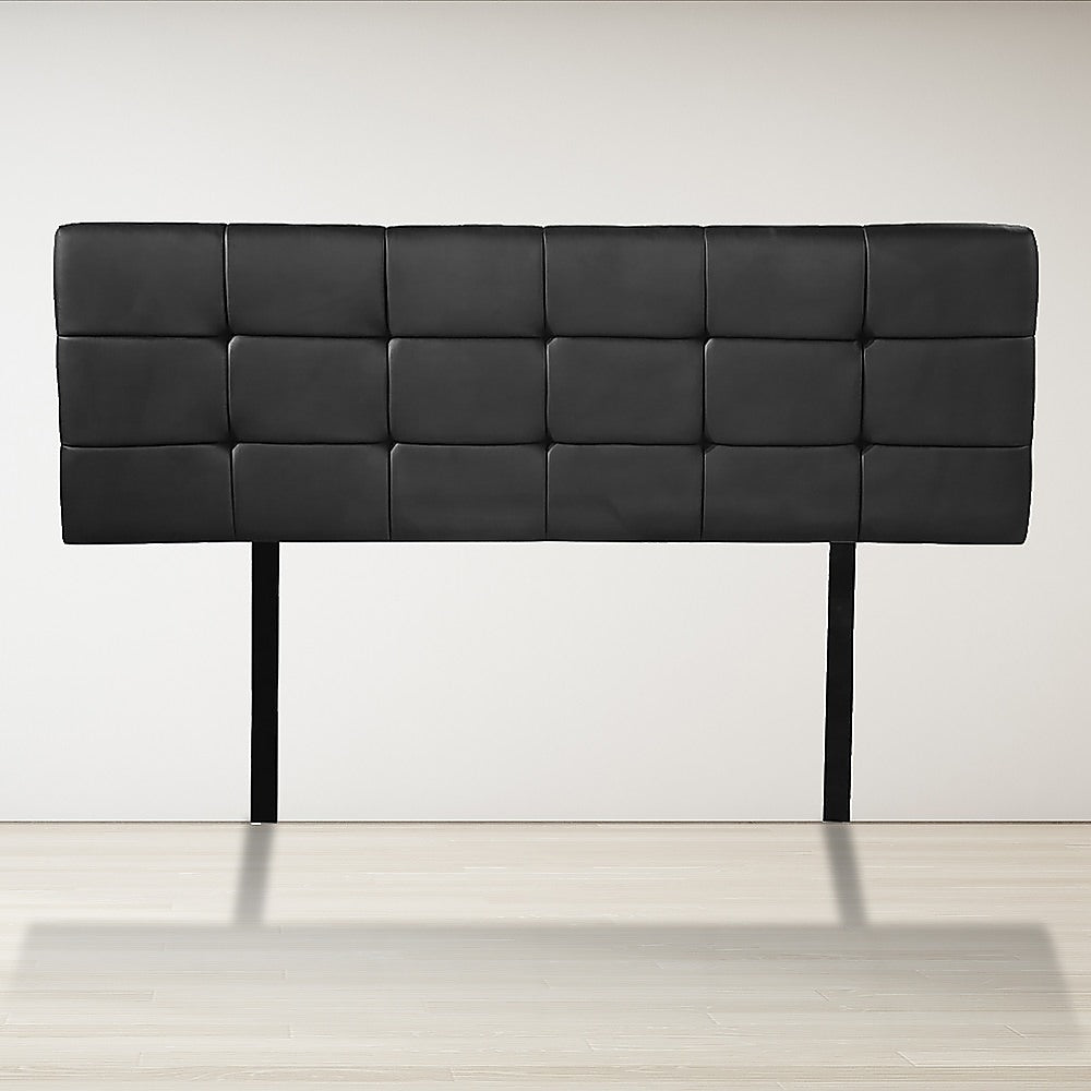 PU Leather Double Bed Deluxe Headboard Bedhead - Black - Cosy Abode
