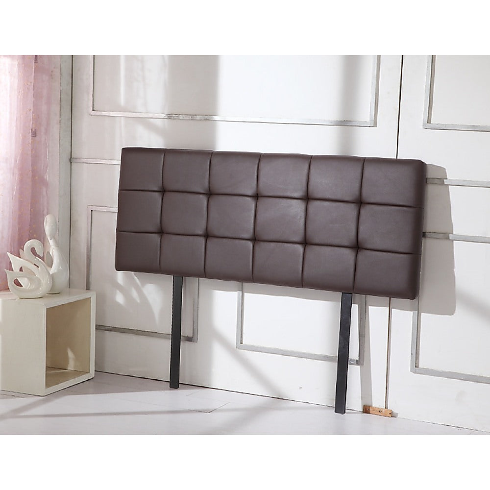 PU Leather Double Bed Deluxe Headboard Bedhead - Brown - Cosy Abode