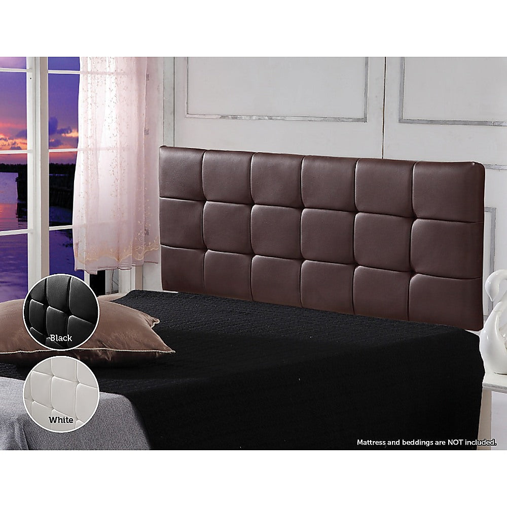 PU Leather Double Bed Deluxe Headboard Bedhead - Brown - Cosy Abode