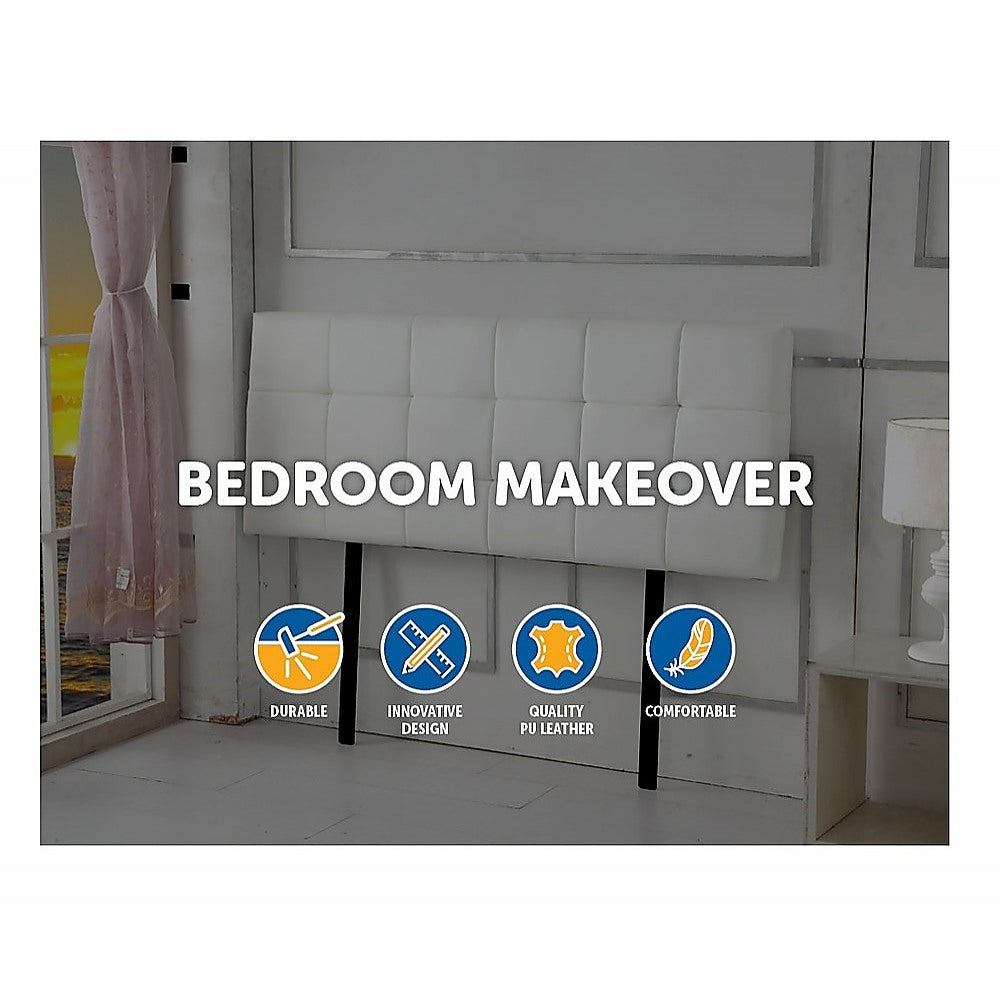 PU Leather Double Bed Deluxe Headboard Bedhead - White - Cosy Abode