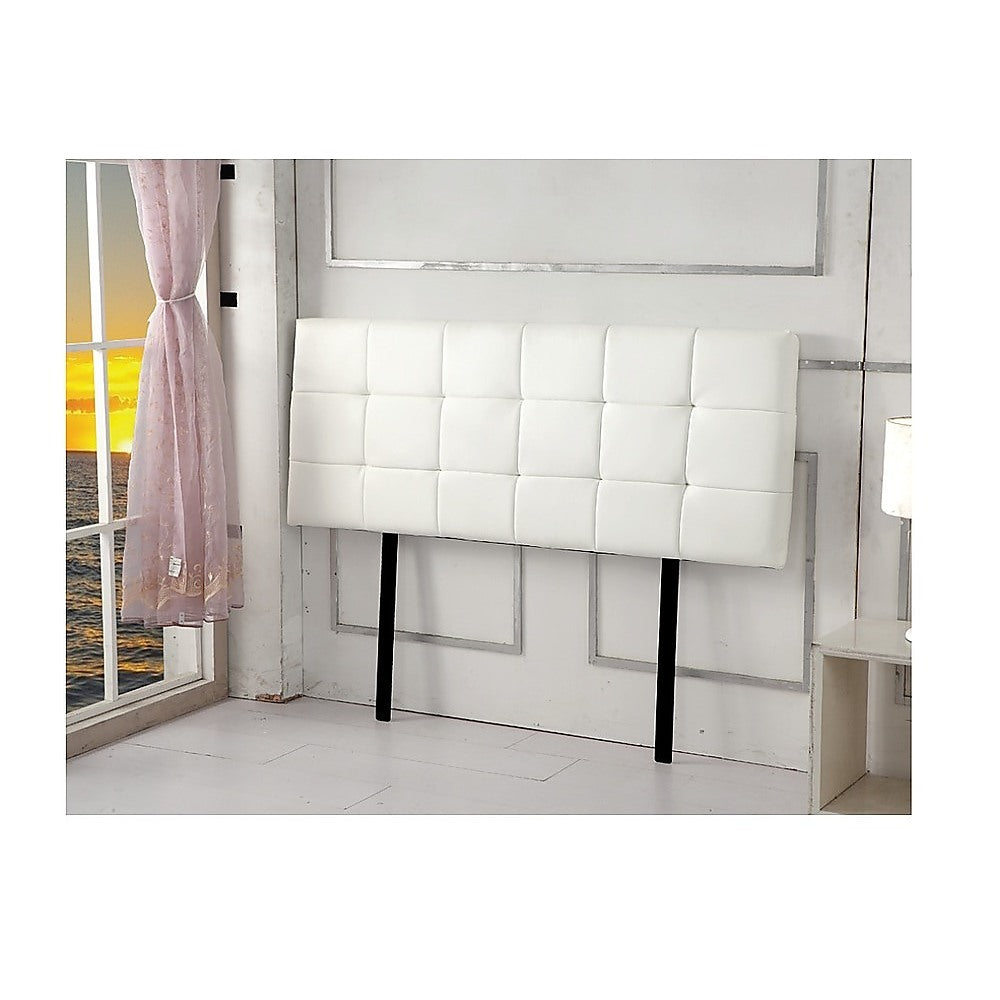 PU Leather Double Bed Deluxe Headboard Bedhead - White - Cosy Abode
