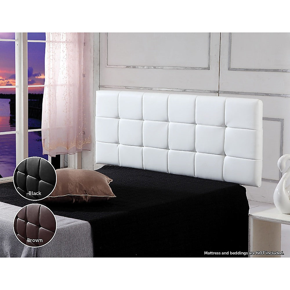PU Leather Double Bed Deluxe Headboard Bedhead - White - Cosy Abode